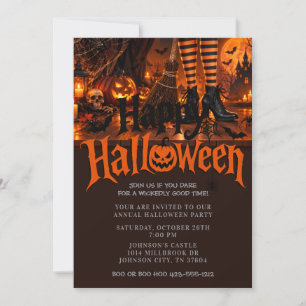 Convites Bruxa Botas Vassoura Jack O Lantern Halloween