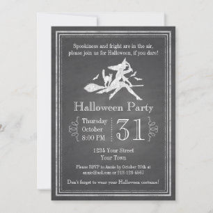 Convites Bruxa de Halloween Chalkboard