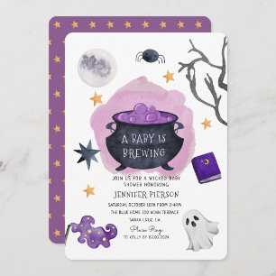 Convites Bruxa de Halloween Um Bebê Está Fazendo Chá de fra