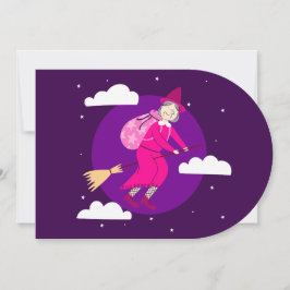 Convites bruxa de natal roxa befana broomrider spookmas