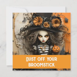 Convites bruxa do Halloween com abóboras