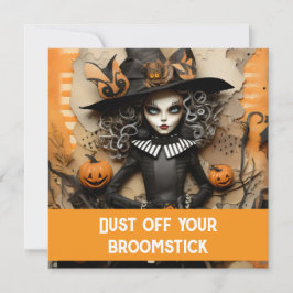 Convites bruxa do Halloween com abóboras