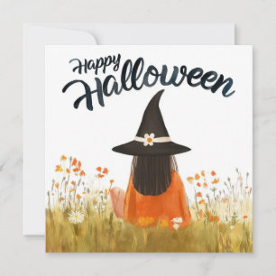 Convites Bruxa do Halloween em Campo de Flores