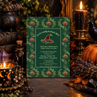 Convites Bruxa Elegante e Fantasia Gótica de Halloween
