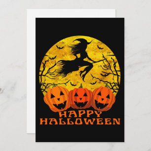Convites Bruxa Feliz De Halloween Na Broom