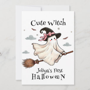 Convites Bruxa fofa simples e elegante primeiro Halloween