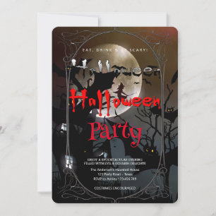 Convites bruxa Gótica do Partido Halloween e casa assombrad