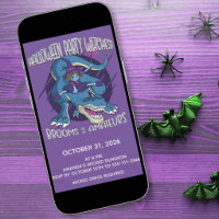 Bruxa Má em Ilustração de T-Rex Festa de Halloween