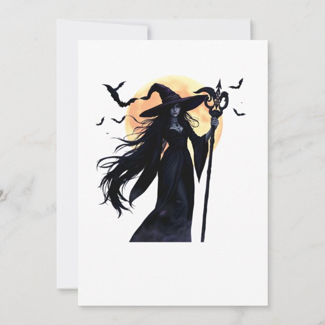 Convites Bruxa Mística sob uma Lua Cheia (Frente)