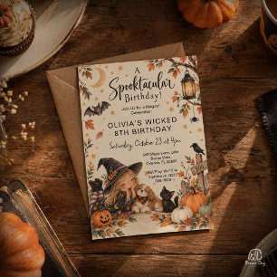 Convites Bruxa Pequenina Aniversário Halloween Aquarela