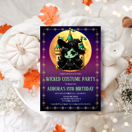 Convites Bruxa Verde Divertida Aniversário de Halloween