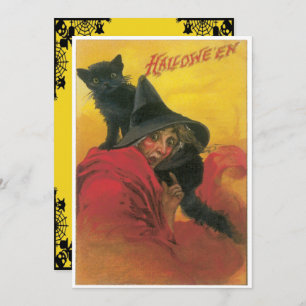 Convites Bruxa Vintage E Halloween De Gato Negro