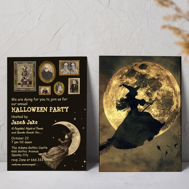 Convites Bruxa Vitoriana Oddities Festa de Halloween (Criador carregado)