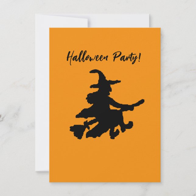 Convites Bruxa Voadora em Laranja (Frente)