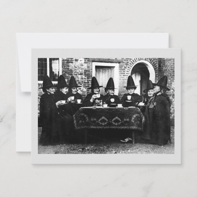 Convites Bruxas Galesas Tendo Tea Crone Teatime (Frente)