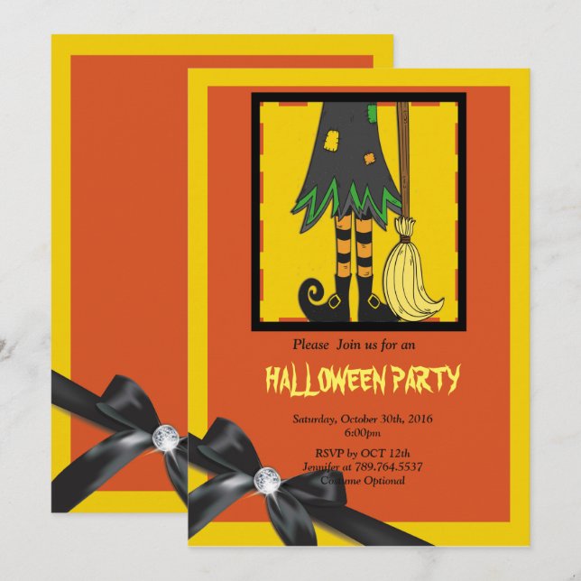 Convites bruxas no Halloween (Frente/Verso)