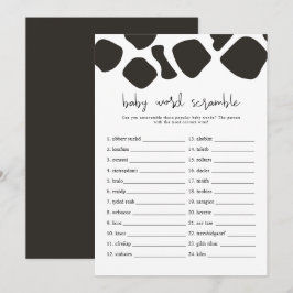 Convites BRYNDLE Modern Cow Impressão Baby Word Scramble Ga