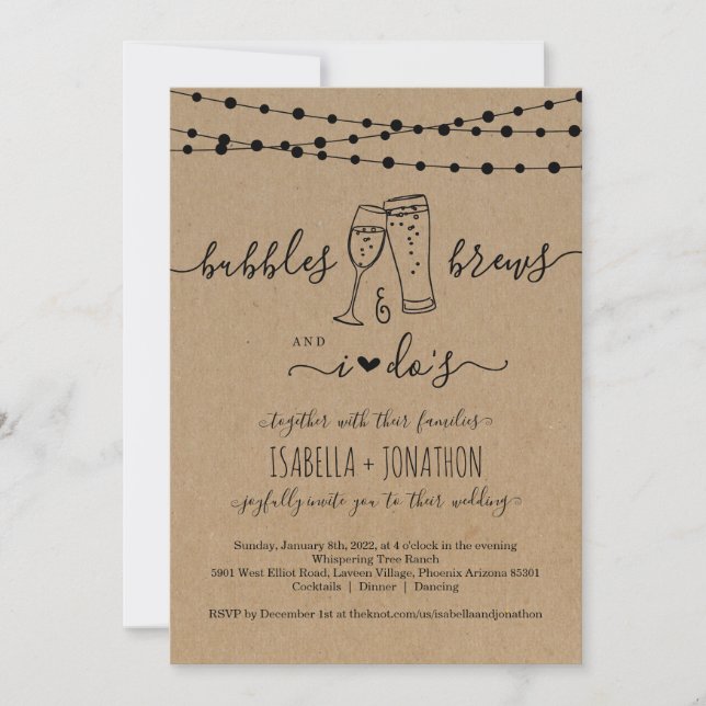Convites Bubble e Brews e eu convidei para casar (Frente)