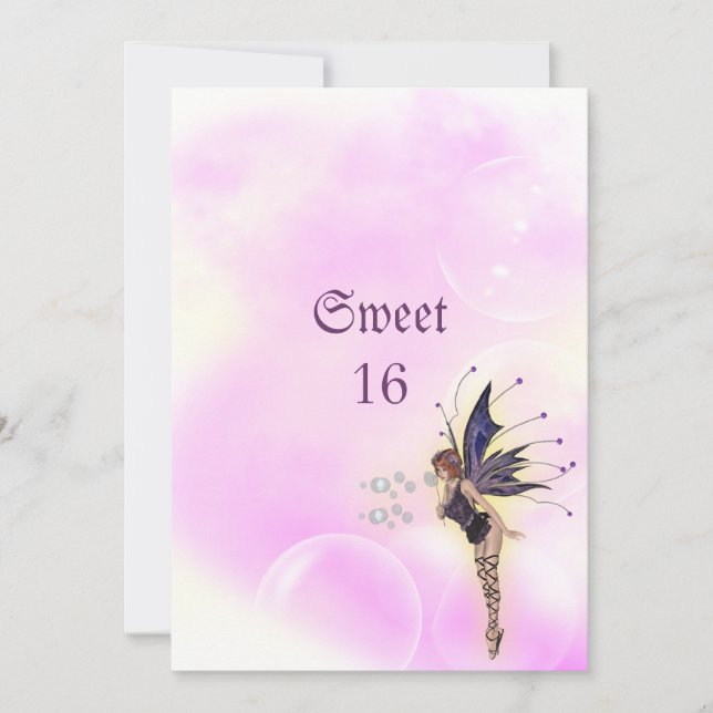 Convites Bubble Fairy Fantasy Sweet 16 Birthday (Frente)