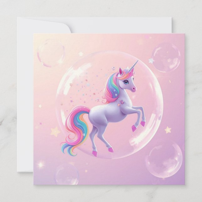 Convites Bubble Unicorn (Frente)