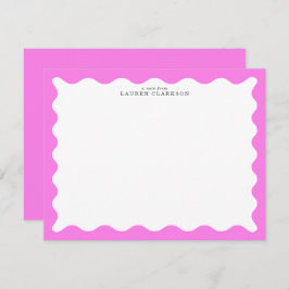 Convites Bubblegum Pink Wavy Frame Note Card