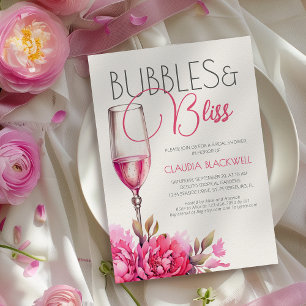 Convites Bubbles Bliss Magenta Champanhe Festa de Noivado