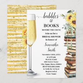 Convites Bubbles & Book Before I do Sunflower Bridal Shower