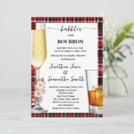 Convites Bubbles & Bourbon Winter Buffalo Plaid Shower