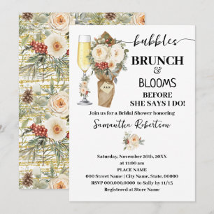 Convites Bubbles Brunch & Bloom Chá de Noiva Floral de Inve