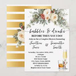 Convites Bubbles & Drinks Bridal Shower Winter Floral