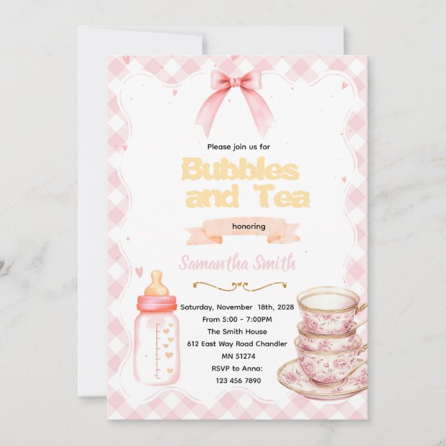 Convites Bubbles & Tea for the Mommy-to-Be invitation (Frente)