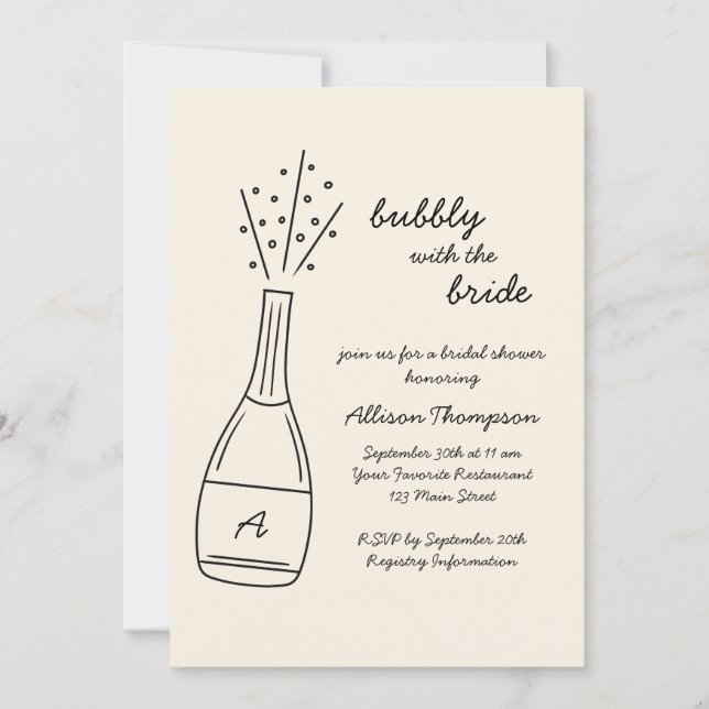 Convites Bubbly Popping Champagne Bottle Bridal Shower (Frente)