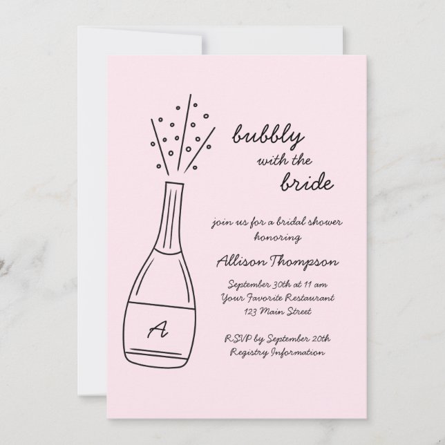 Convites Bubbly Popping Champagne Bottle Bridal Shower (Frente)