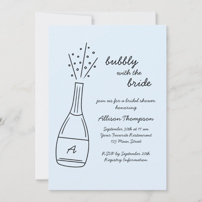 Convites Bubbly Popping Champagne Bottle Bridal Shower (Frente)