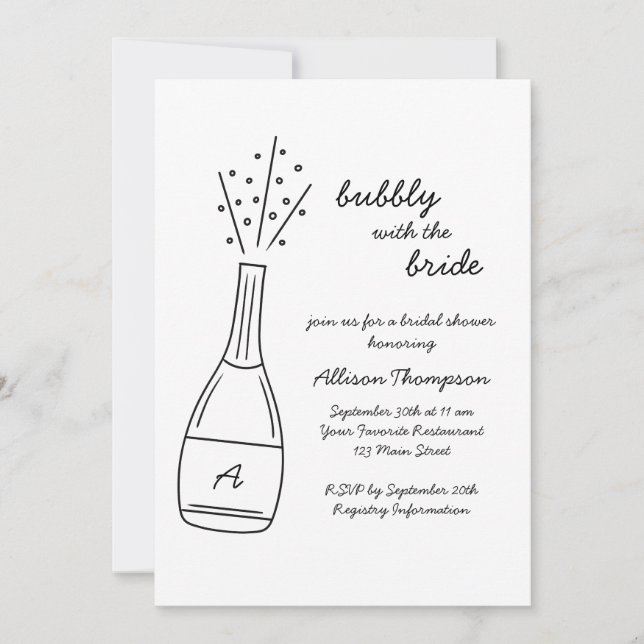 Convites Bubbly Popping Champagne Bottle Bridal Shower (Frente)