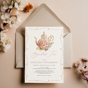 Convites Bucha Rosa Vintage Buquê de Flores em Porcelana Ch