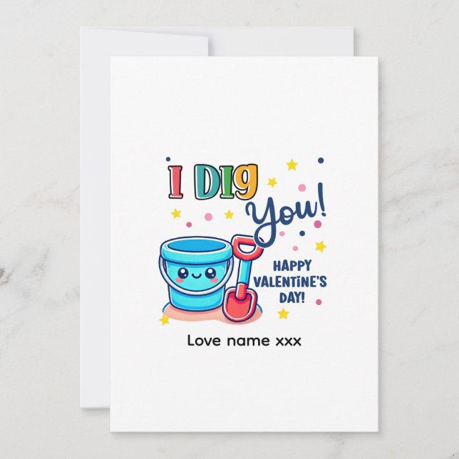 Convites Bucket & Spade Gift idea “I Dig You” Valentine (Frente)