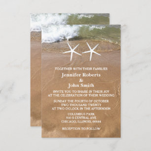 Convites Budget Beach Starfish Código QR Casamento Oceano