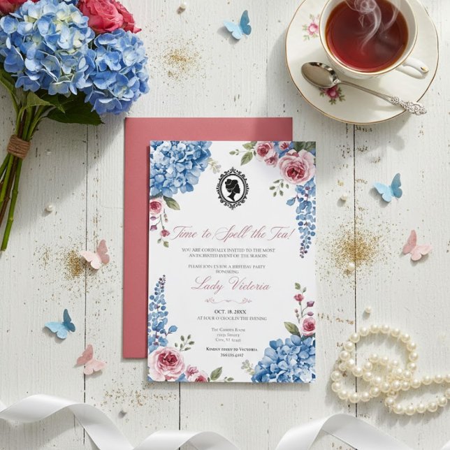 Convites Budget Blue Florals Bridgerton Birthday Party (Criador carregado)