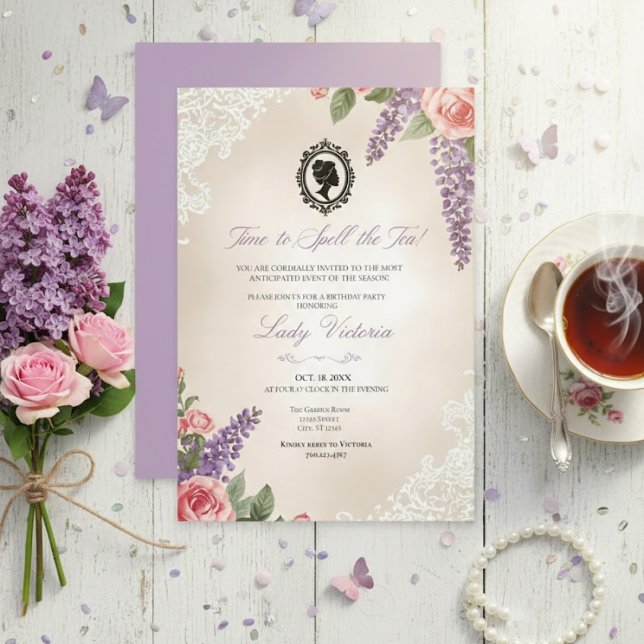 Convites Budget Blue Florals Bridgerton Birthday Party (Criador carregado)