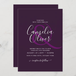 Convites BUDGET Casamento PLUM PURPLE Monocromo Simples