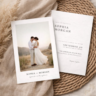 Convites Budget Modern Minimalist Boho Photo Wedding