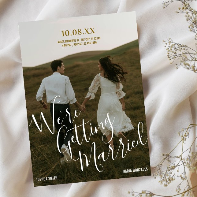 Convites Budget Modern typography photo wedding  (Criador carregado)