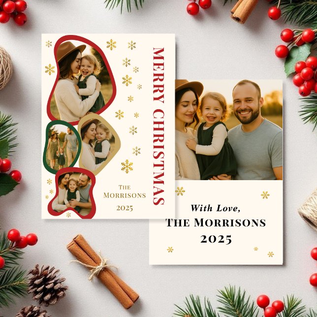Convites Budget Organic Frame Merry Christmas Photo Card (Criador carregado)