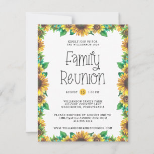 Convites Budget Rustic Sunflowers Family Reunion Invitation