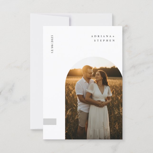 Convites Budget Simple Elegant Minimalist Photo Wedding (Frente)