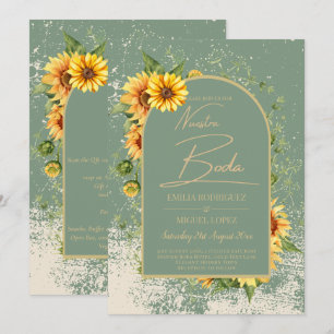 Convites BUDGET Sunflower Sage Nuestra Boda Casamento Espan