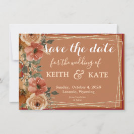 Convites BUDGET Terracotta Floral Elegant Save Date    