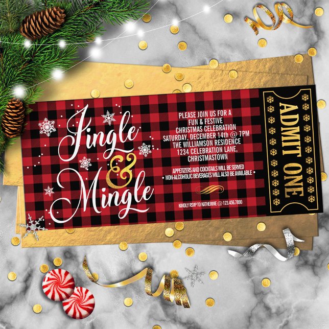Convites Buffalo Check Jingle e Festa de Natal Mingle (Criador carregado)