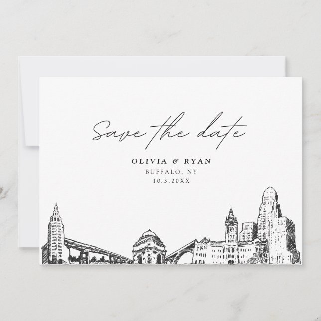 Convites Buffalo NY Wedding Save the Date Modern (Frente)